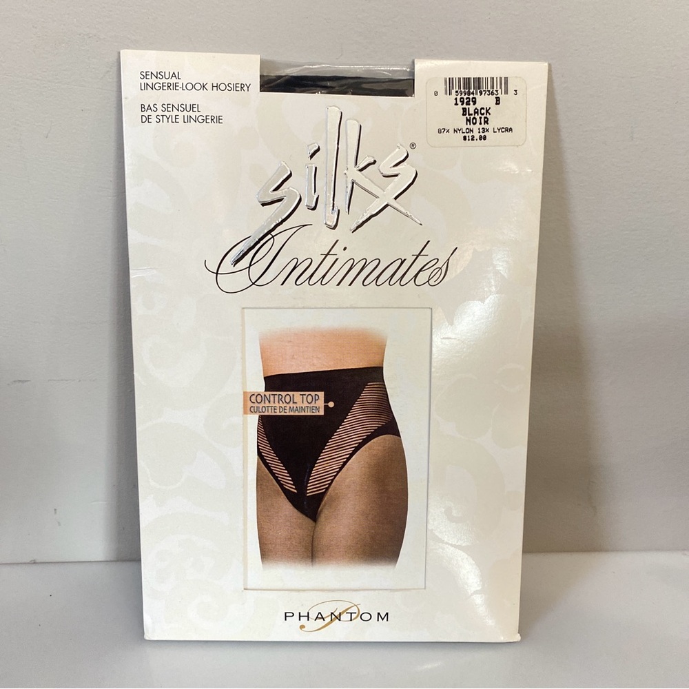Vintage Lycra Silks Intimates Pantyhose Black Size B New Old Stock